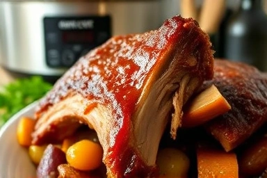 Melt-in-your-mouth tender galbijjim, showcasing slow cooker cooking.